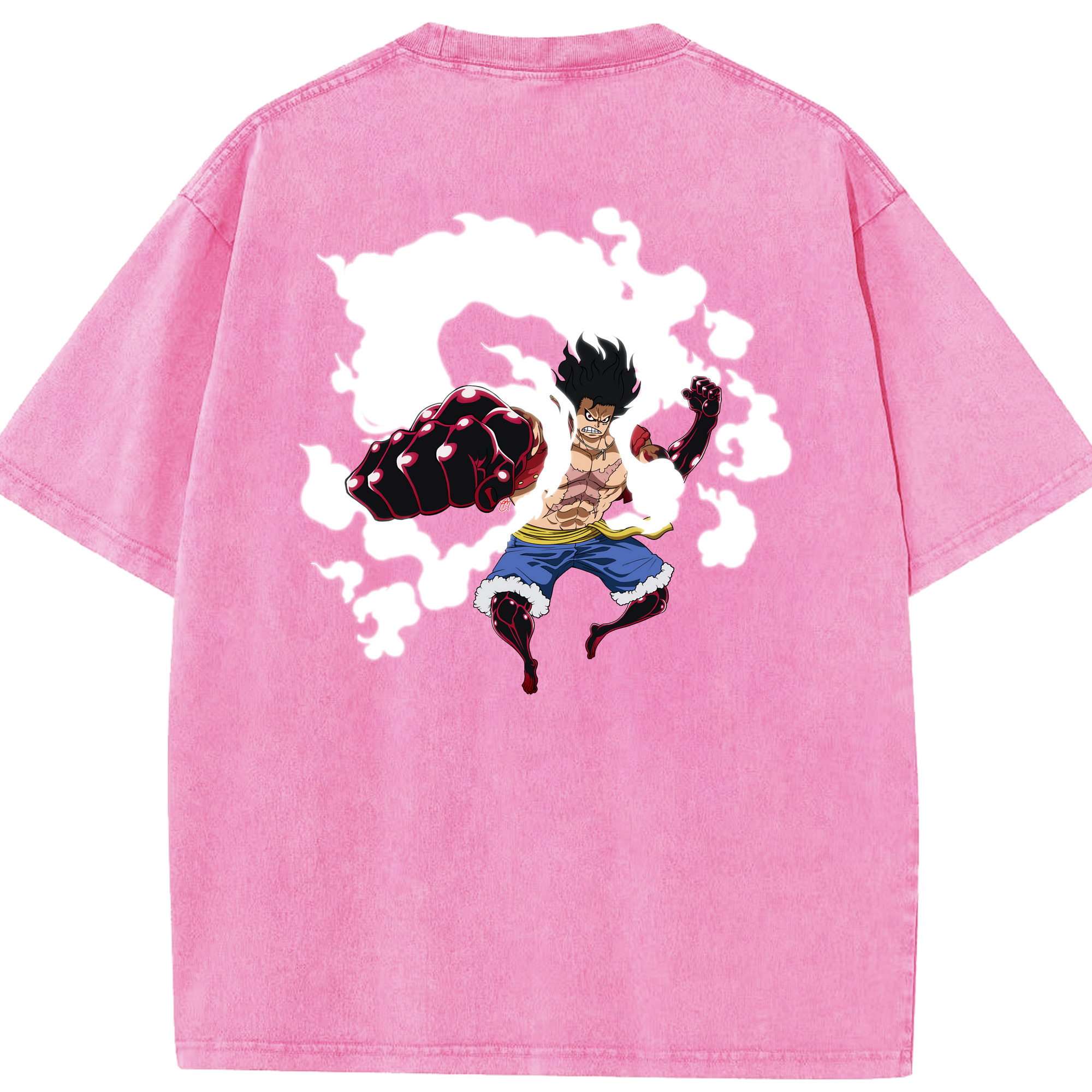 ワンピース モンキー・D・ルフィ ONE PIECE Monkey D. Luffy 綿100% ヴィンテージ風 半袖Tシャツ（背面プリント）